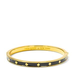 Kate Spade NIB Spot The Spade Enamel Hinged Bangle in Black and Gold